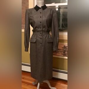Valentino Vintage Gray Button-Up Dress